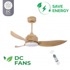 Telemax Levantes 46-YJ356 Ανεμιστήρας Οροφής DC 46" Light Wood με LED & Τηλεχειριστήριο